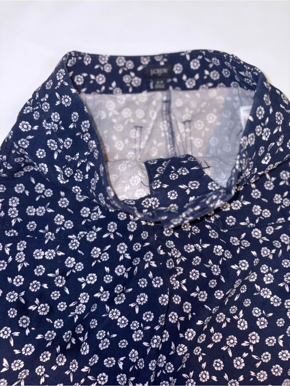 J.Crew Lizzie high-rise wide-leg pants navy blue white floral print size 24 - Picture 8 of 13